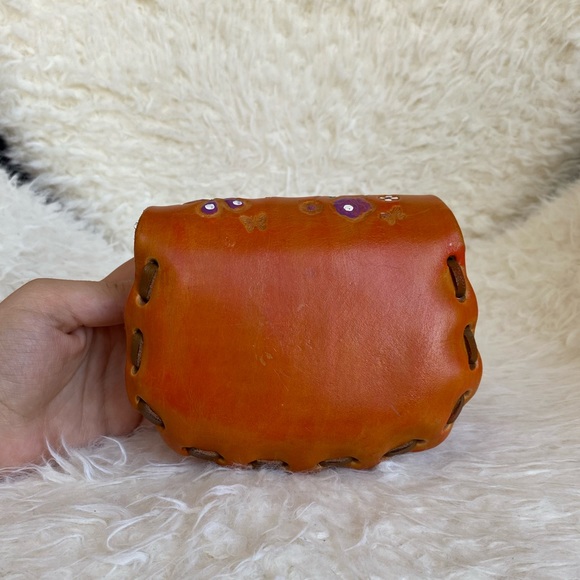 🥑100% LEATHER HANDMADE MINI BAG Mexico in orange/brown - Picture 10 of 13